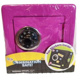 Grin Studios Kids Combination Safe Bank, Purple, Pink- NEW